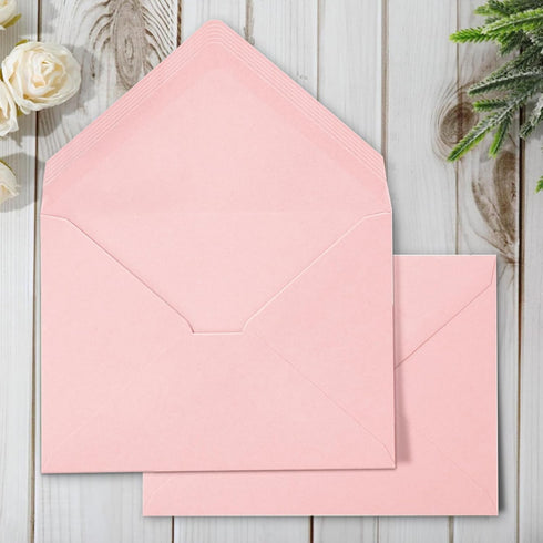 Whaline 50Pcs Pink A7 Invitation Envelopes Set Pink Greeting Card Envelopes V-Flap Envelopes Gift Card Sleeves for Mailing Envelopes Sending Card,...