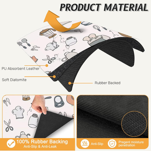 Coffee Mat Super Absorbent Coffee Bar Mat Hide Stain Coffee Maker Mat for Countertops Coffee Bar Accessories Fit Under Coffee Machine Coffee Pot D...