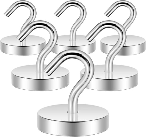 Neosmuk Magnetic Hooks Heavy Duty,120lb Super Strong Magnet with Hooks for Cruise Cabins, Large Metal Hooks for Hanging on Fridge,Extra Strong Mag...