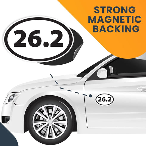 Magnet Me Up: 26.2 Marathon Black Oval Magnet Decal - 4x6 Inches, Automotive Magnet for Car, Truck, SUV - Runner's Pride Car Magnet, Marathoner's ...