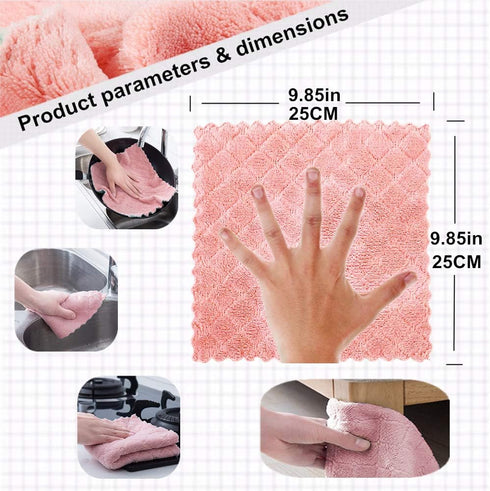 10-Pack Microfiber Cleaning Cloth Dish Towels, Double-Sided Dish Drying Towels?Reusable Household Cleaning Cloths for House Furniture Table Kitche...