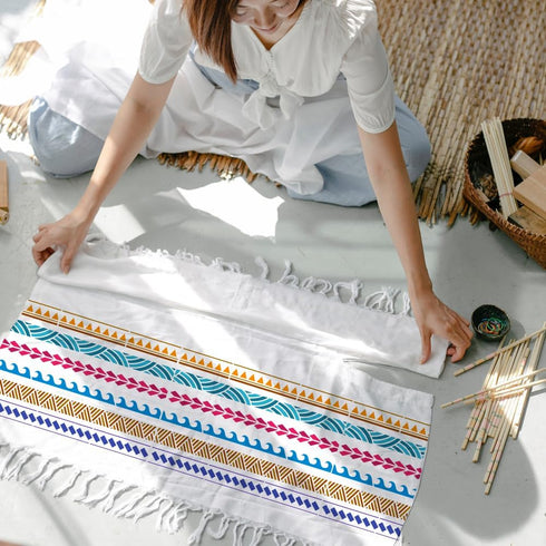 FINGERINSPIRE Samoan Geometric Border Painting Stencil 8.3x11.7inch Large Geometric Patterns Drawing Template Reusable Rectangle Triangle Wave Pat...