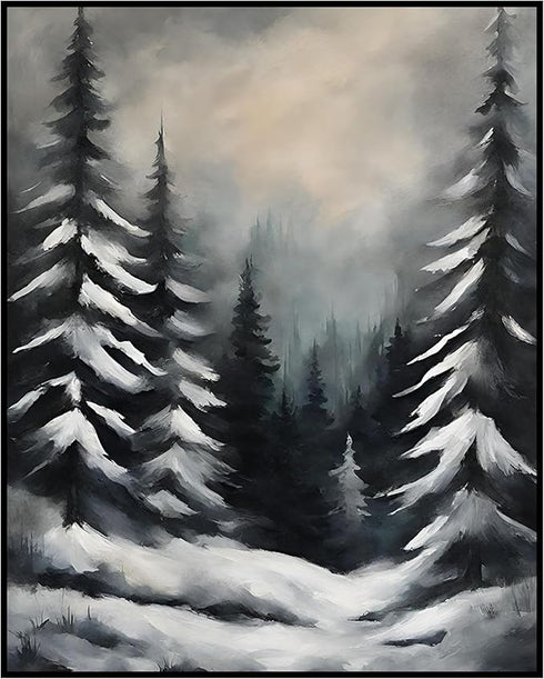Posterizer 1 pcs-trees and snow in a winter day-in oil painting style-3-Landscape & Nature Art-GIft for Men Women Teens-Dining Room Decor- unframe...