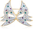 Alilang Womens Golden Tone Green Purple Rhinestones Masquerade Ball Butterfly Mask Brooch Pin...