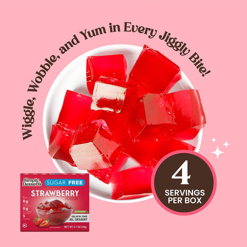 Simply Delish Plant Based Natural Strawberry Jel Dessert – 6 Pack – Zero Sugar, 0g Net Carbs, Gluten Free, Vegan, Diabetic & Allergen Free...
