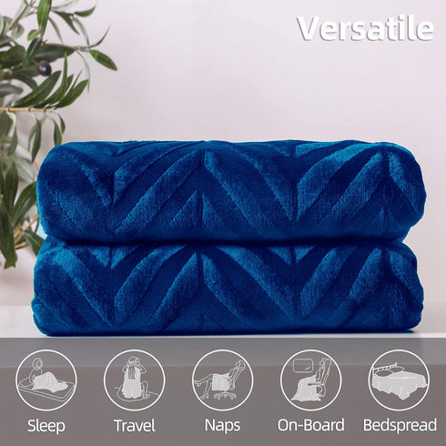 Whale Flotilla Flannel Fleece Throw Blanket for Couch Sofa Bed, Soft Velvet Lightweight Throws Plush Fluffy Chevron Design Decorative Blankets for...