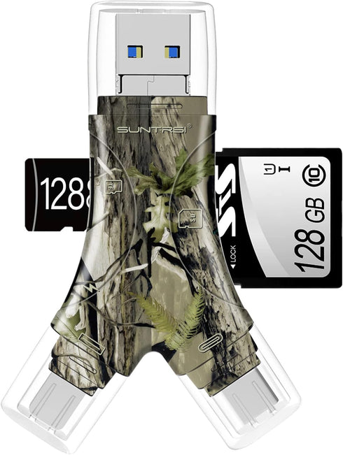 SD Card Reader for iPhone/ipad/Android/Mac/Computer/Camera,4 in1 Micro SD Card Reader Trail Camera Viewer, Portable Memory Card Reader SD Card Ada...