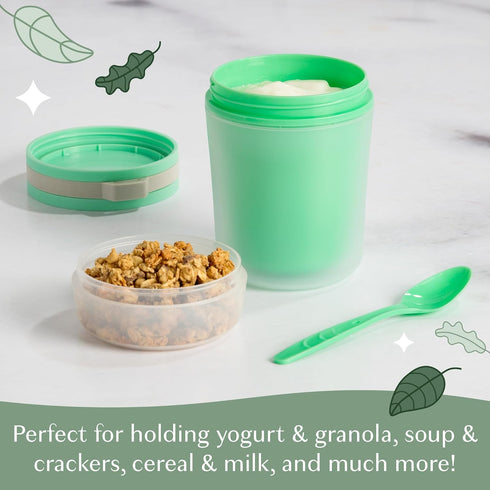 Goodful Double Wall Insulated Yogurt Container, Leak Proof Food Storage, Snack Container with Reusable Plastic Spoon, Microwave Safe, Dishwasher s...