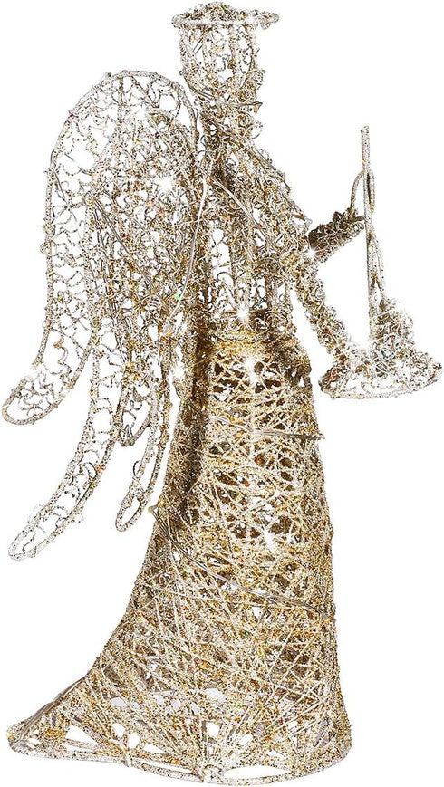 ABOOFAN Angel Christmas Tree Topper Gold Glitter Christmas Treetop Decoration Coated Metal Angel Xmas Tree Topper Ornaments for Holiday Home Offic...