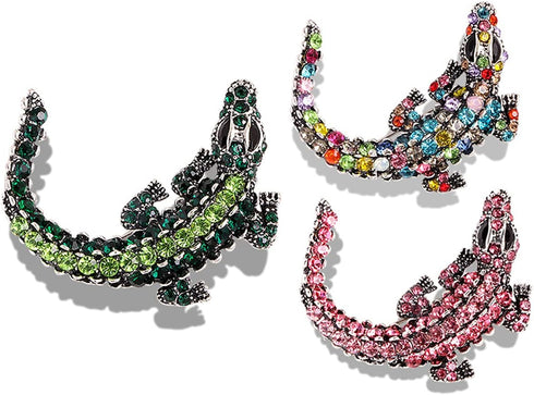 Premium Crocodile Brooch Colourful Crystal Rhinestone Crocodile Alligator Brooch Pin Personality Animal Lapel Backpack Badge Hat Bag Decoration Ac...
