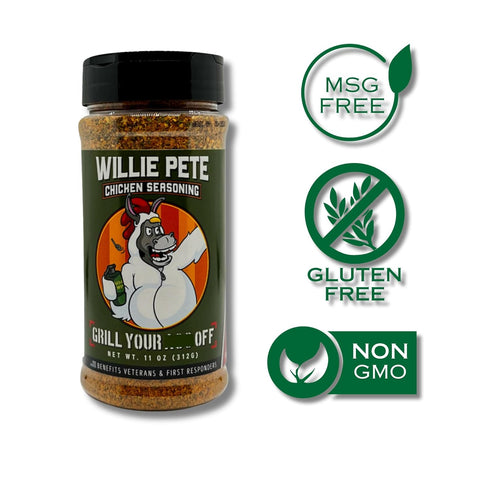 Willie Pete Chicken Seasoning by Grill Your As Off - BBQ & Grill Seasoning for Beef, Steak, Burgers, Pork & Chicken - Dry Rub - MSG & Gluten Free ...