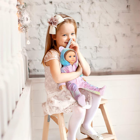 2-Sets 18-inch Doll-Clothes Set - Unicorn Clothes with Hair Clip and Headband - Compatible with All 18 inch Dolls Accessories for Kids -Pink...