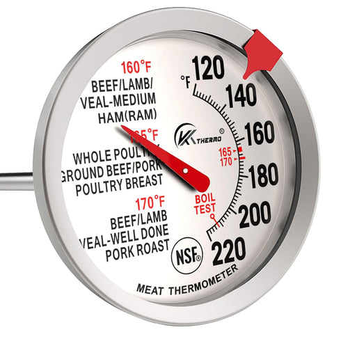 KT THERMO Meat Thermometer for Cooking - NSF certificated Instant Read Cooking Temperature Thermometer Oven Safe, Waterproof 2.5" dial, 5" Long Pr...