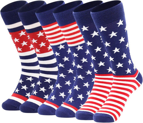 BISOUSOX American Flag Socks Mens Dress Socks 9-12 Funny Crazy Novelty Business Wedding Crew Groomsman President Sock...