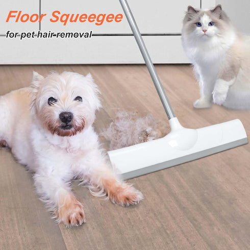 Floor Squeegee 50" Long Handle Rubber Squeegee Broom for Garage Concrete Shower Tile Pet Hair Deck heavy duty Floor Wiper Water Squeegee...