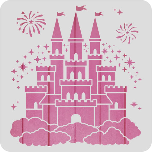 BENECREAT Castle Plastic Painting Stencil, 12x12 Star Firework Pattern Craft Template DIY Art Craft Stencil for Scrabooking Card Wood Paper Wall D...