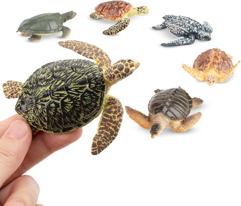 Toymany 6PCS Realistic Sea Turtle Figurines, Plastic Ocean Sea Animals Figures Set includes of Turtles, Educational Toy Cake Toppers Christmas Bir...