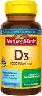 Nature Made Vitamin D3 1000 IU (25 mcg), Dietary Supplement for Bone, Teeth, Muscle and Immune Health Support, 100 Softgels, 100 Day Supply...