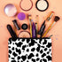 2Pcs Makeup Bag,Travel Makeup Bag,Makeup Bags for Women,Makeup Brush Bag,Large Capacity Cosmetic Bag,Waterproof and Durable-Black White Cow Wester...