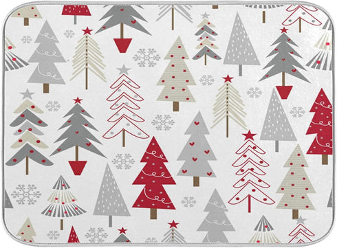 Nander Beautiful Christmas Tree Dish Drying Mat for Kitchen Counter, Absorbent Reversible Dish Draining Mat,Rack Pad for Countertop, 16 x 18 Inche...