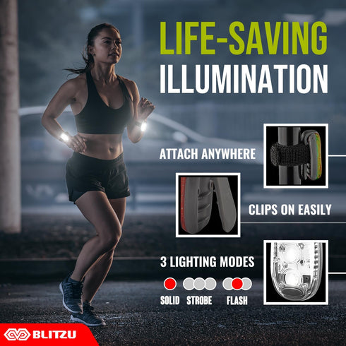 BLITZU 4 Pack LED Safety Lights Gear for Kids, Women & Men. Great for Bike Tail Light, Kayak, Dog Collar, Stroller, Walking, Boat, Runners, Night ...