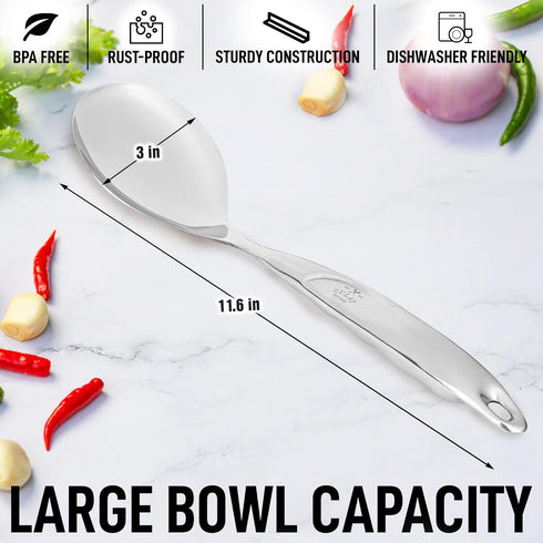 Zulay Kitchen Stainless Steel Cooking Utensil - Stainless Steel Kitchen Utensil - Durable Kitchen Gadgets - Metal Kitchen Accessories - Easy to Cl...