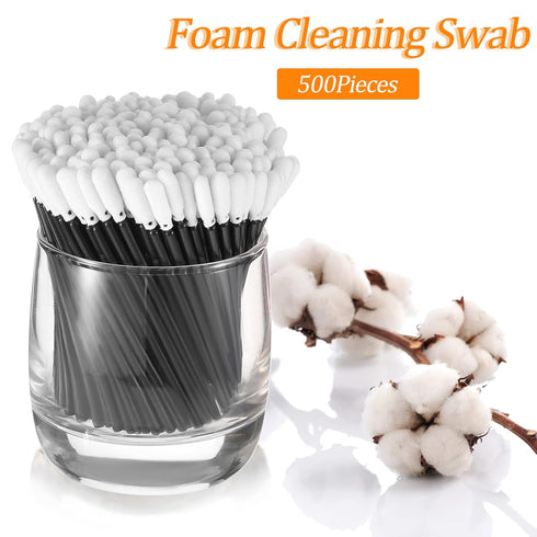 500 Pieces Foam Cleaning Swabs 9.3 cm Foam Tips Swab Sticks Sponge Stick Sponge Head Cleaning Swab for Inkjet Printer Print Head Camera Optical Le...