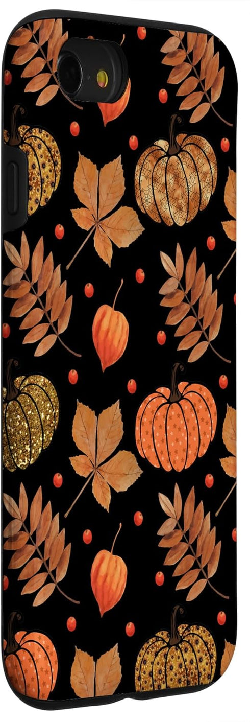 iPhone SE (2020) / 7 / 8 Fall Leaves and Pumpkins Pattern Halloween Autumn Gifts Case...