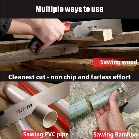 Japanese Pull Saw Hand Flush deep Cutting Trim Saw 10-2/5 Inch ?265MM) SK-5 Steel Blade Razor Fine Teeth Saw with Non-slip Rugged curved Handle Id...