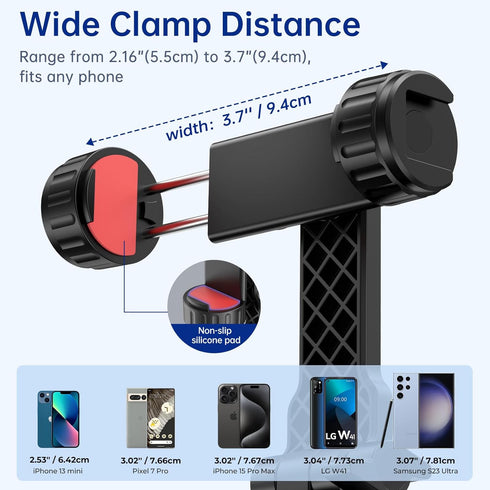 SYNCWIRE Tripod Phone Mount, Universal Smartphone Mount Adapter with 2 Cold Shoe and 1/4" Screw, 360° Rotates and 180° Tilts Adjustable Cell Phone...