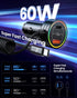 USB C Car Charger, 60W Super Fast Car Charger PD&QC 3.0 with 30W Type C Coiled Cable, Car Phone Charger for iPhone 15-8 Series/Samsung Galaxy S23-...