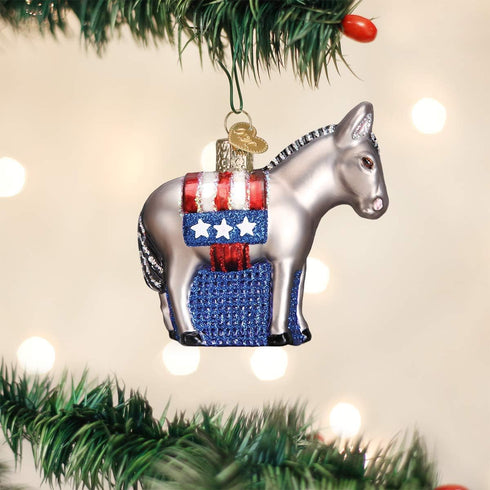 Old World Christmas Ornaments: Political Gifts Glass Blown Ornaments for Christmas Tree, Democratic Donkey...