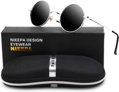 NIEEPA Vintage Small Round Polarized Hippie Sunglasses for Men Women Circle Sun Glasses NP1002...