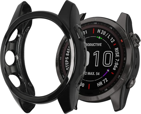 kwmobile Cover Compatible with Garmin Fenix 7S / Fenix 7S Solar - Cover Silicone Case for Fitness Tracker - Black/Silver...