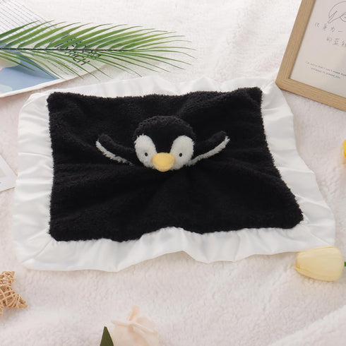 Apricot Lamb Stuffed Animals Soft Security Blanket Black Penguin Infant Nursery Character Blanket Luxury Snuggler Plush(Black Penguin, 14 Inches)...