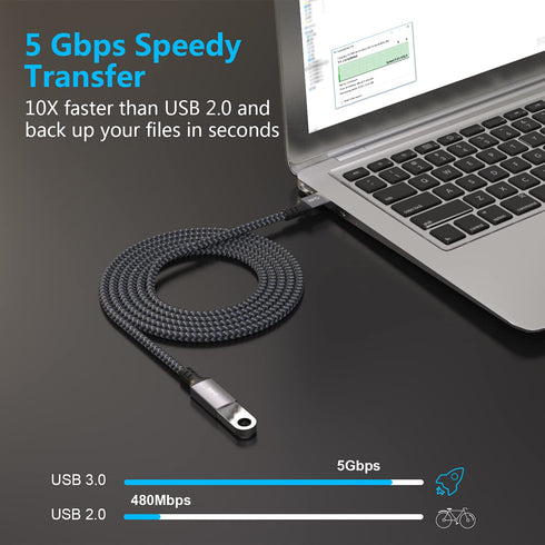 USB Extension Cable 20 ft, Long USB Extension Cable USB Extender Nylon Braided USB 3.0 Extension Cable for Webcam, Camera, Phone, Mouse, Keyboard,...