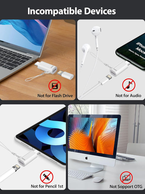Lightning to USB C Adapter-3 Pack - PD35W Fast Charging - 480Mbps Data Transfer - Lightning Female to USB C Male Adapter for iPhone 15 Series, iPa...