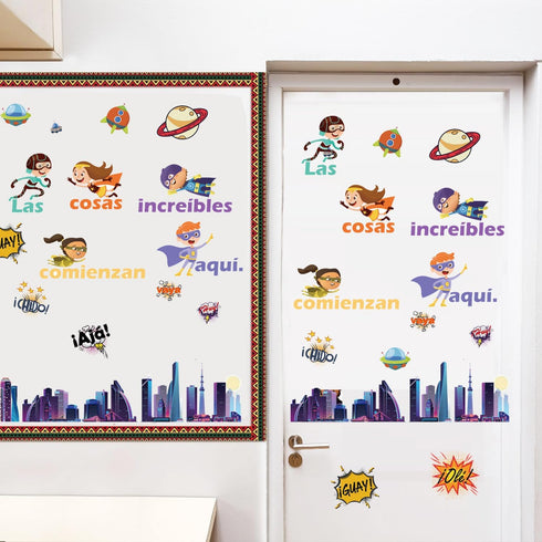 Spanish Super Theme Hero Classroom Bulletin Board Decorations School Decor Cutouts Classroom Motivational Bulletin Board Décor...