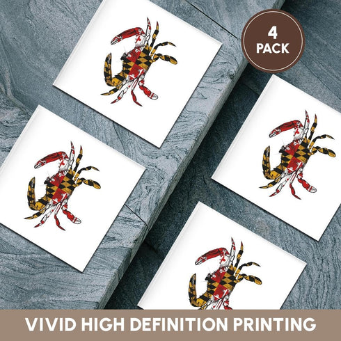 3dRose cst_193242_3 Maryland Crab Flag-Ceramic Tile Coasters, Set of 4...