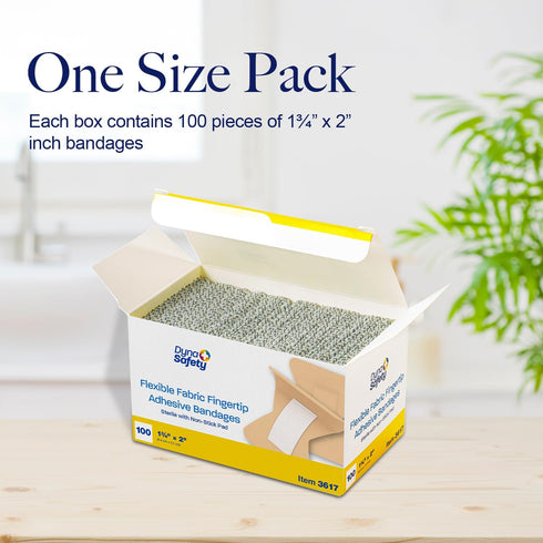 Dynarex Fabric Adhesive Bandages - Sterile & Flexible Fabric Bandages for Wounds - Non-Stick Pads - Individually-Wrapped First Aid Supplies - No L...