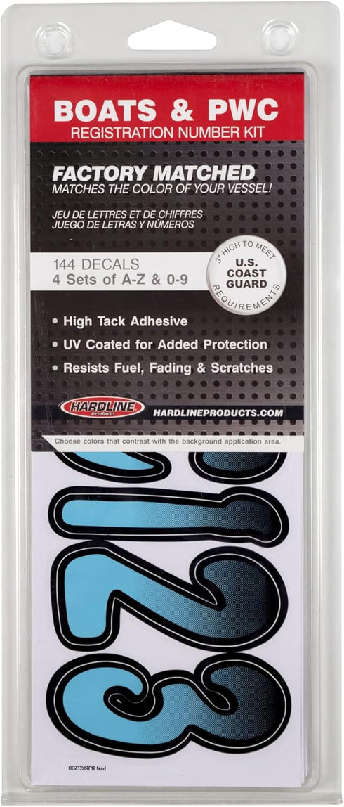 Hardline Products Series 200 Factory Matched 3-Inch Boat & PWC Registration Number Kit - BJBKG200...