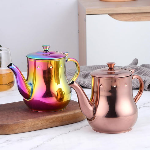 Buyer Star Stainless Steel Tea Pot with Removable Infuser, 17 Oz Pour Over Coffee Kettle for Coffee Shop, Western Restaurant, Bar and Home, Rose G...