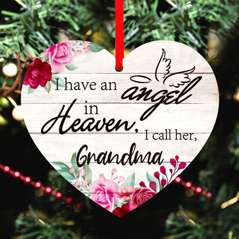 SICOHOME Memorial Christmas Ornament, I Have an Angel in Heaven, 2.7" x 3" Sympathy Gift for Loss of Grandma, In Loving Memory of Grandma...