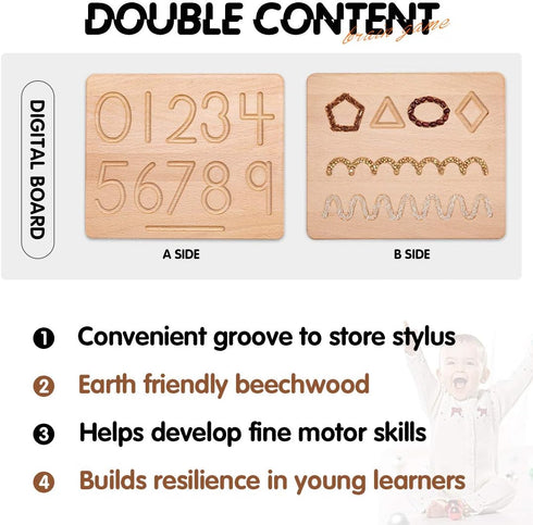 My First Learn to Write Wooden Number Tracing Board Preschool Handwriting Practice for Kids Age 3 4 5 Double-Sided Learning to Write ABC Education...