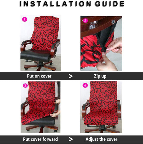 WOMACO Printed Office Chair Covers, Stretch Computer Chair Cover Universal Boss Chair Covers Modern Simplism Style High Back Chair Slipcover (Coff...