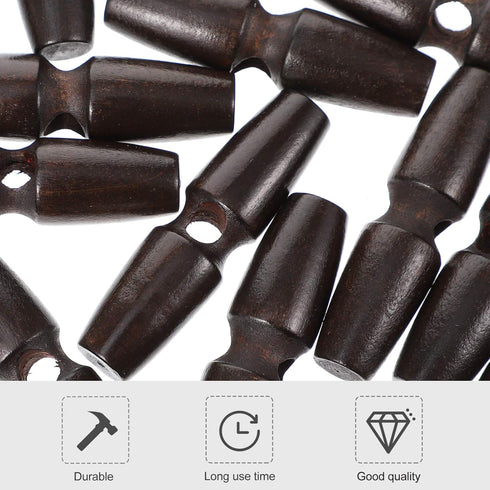 Wood Toggle Buttons 20pcs Horn Toggle Dark Brown Wooden Buttons for Sewing Craft Sew- On Toggles Closure for Sewing Clothing Craft DIY Accessories...