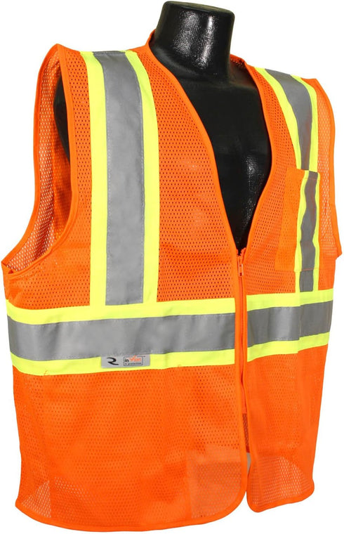 Radians SV22-2ZOM-3X Polyester Mesh Economy Class 2 High Visibility Zipper Closure Vest with Two-Tone Trim, 3X-Large, Orange...
