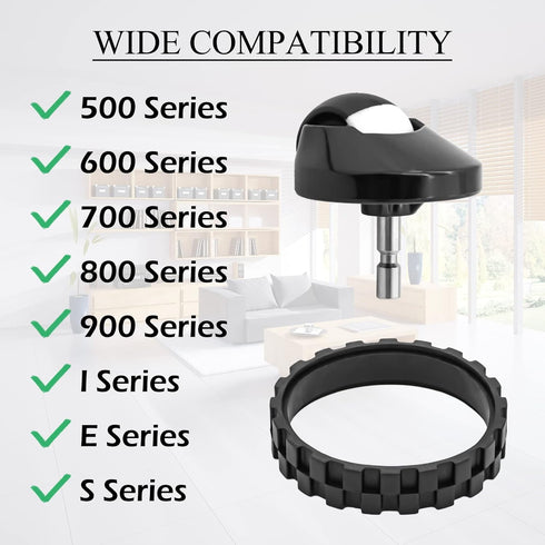 Replacement Front Wheel and Tires Compatible with IROBOT ROOMBA 500 600 700 800 900 Series 860 870 675 880 960 980 Anti-Slip iRobot Roomba Accesso...