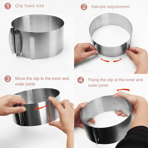 2 Pack 6-12 Inch Cake Mold Ring, Retractable Stainless Steel Adjustable Round Mousse Cake Ring Milk Bar Mold Cake DIY Baking Mould Tool...