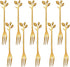 Amerzam 10PCS Gold Dessert Forks Set, Stainless Steel Gold Leaf Coffee Spoon, 4.72inch Leaf Mini Espresso Demitasse Stir Spoon, for Stirring, Mixi...
